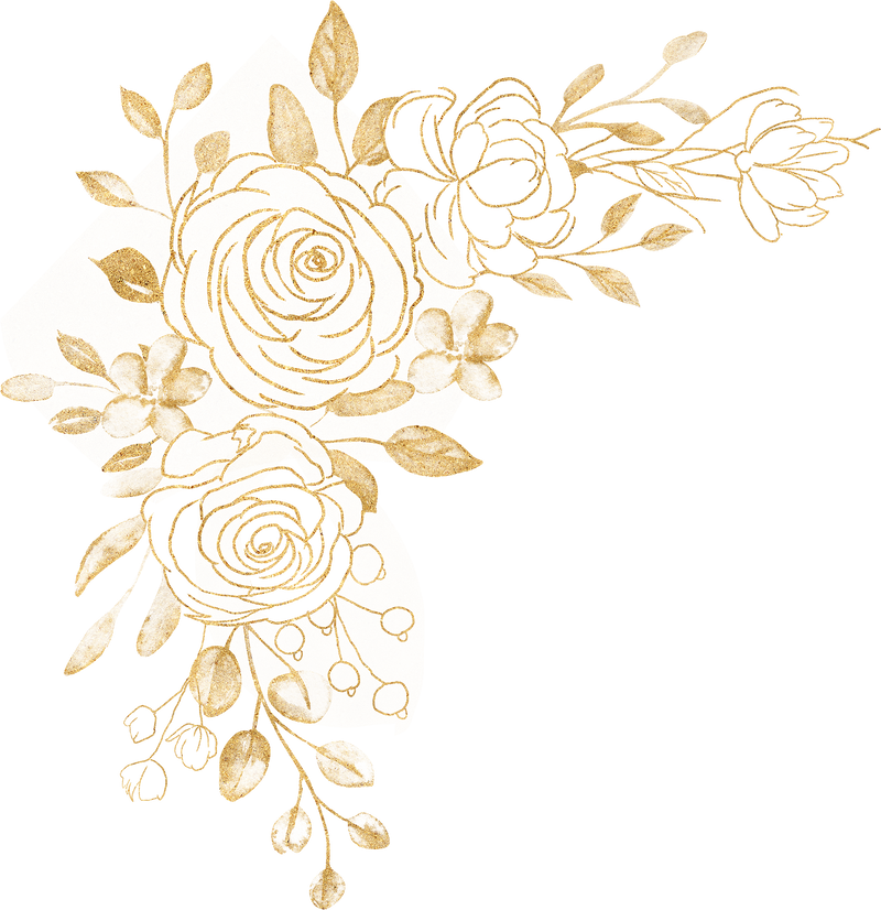 gold line art flower arrangement